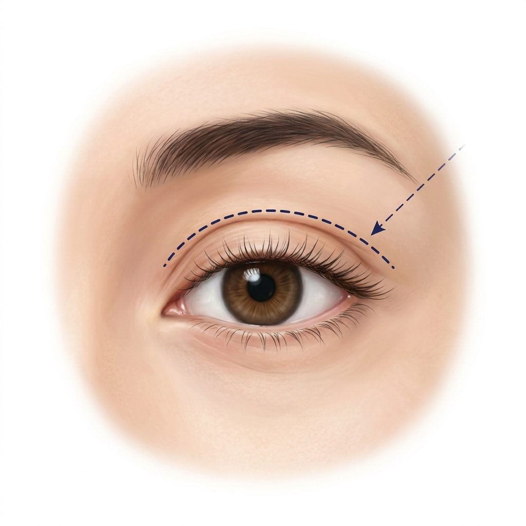 Step 2 — Illustration showing the incision site being designed along natural lines