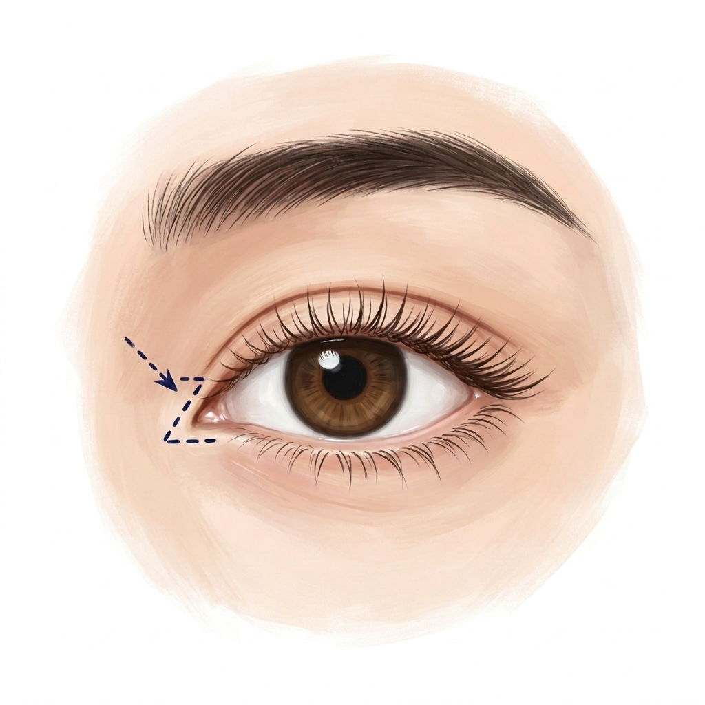 Step 2 — Illustration of designing a Z-shaped incision on the epicanthal fold
